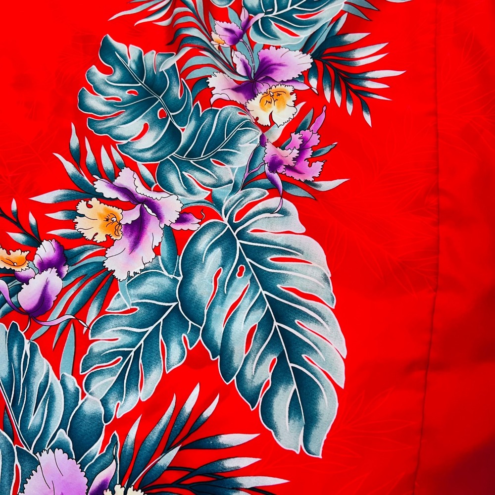 Vintage Hawaiian Dress One Size Red Floral Ti'a Made in Hawaii Maxi - Picture 3 of 8